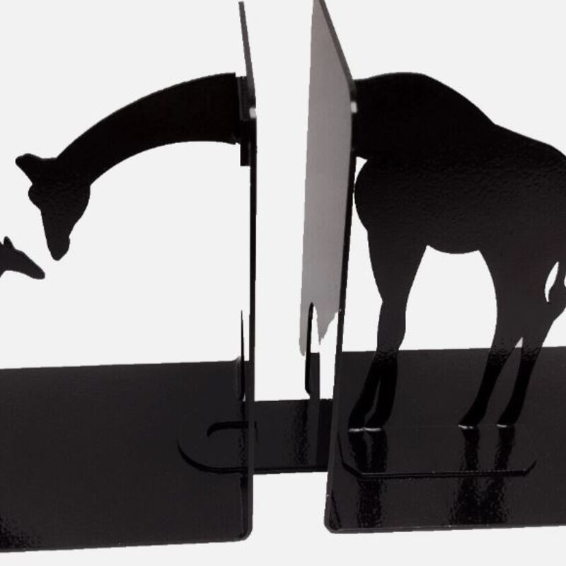 Metal Giraffe Family Bookends
 Black, Size: 6.5x6.5H