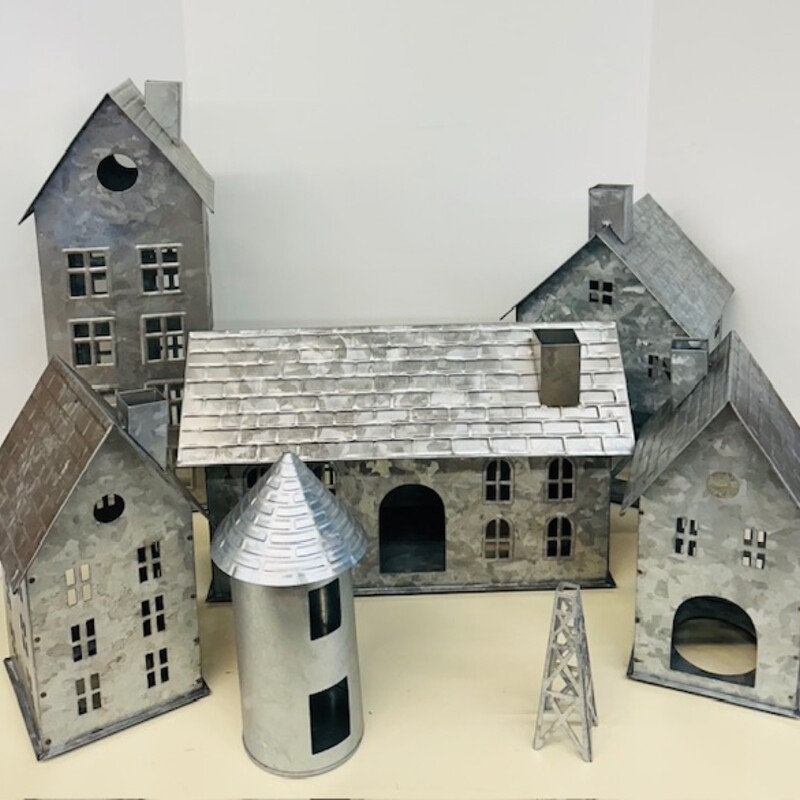 Pottery Barn 7 Piece Galvanized Village
Silver Gray Size: Multiple sizes