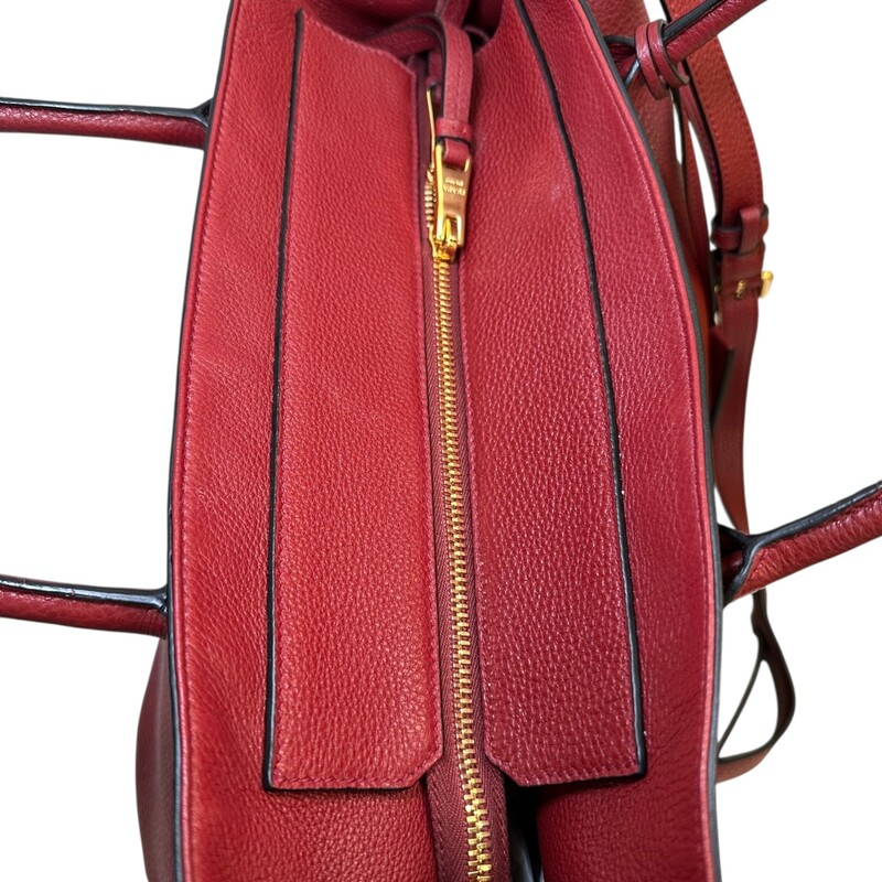Prada Diano Leather Tote With Long Strap<br />
<br />
Factory Code:158<br />
<br />
Dimensions: 14 L X 13 H inches<br />
<br />
In excellent condition. Very faint scratching on hardware.<br />
<br />
Comes with the original dust bag. No box.