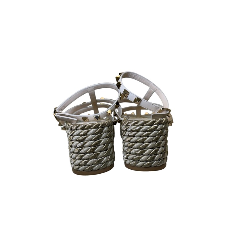 Valentino Rockstud Ankle Rope Wedges<br />
<br />
Size: 39<br />
<br />
Style Code: LAVV47W2<br />
<br />
In very good condition. Minor marks on the footbead.<br />
<br />
Does not come with the original dust bag or box.