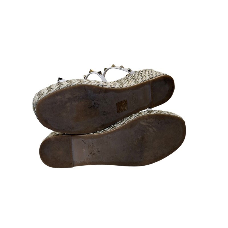 Valentino Rockstud Ankle Rope Wedges<br />
<br />
Size: 39<br />
<br />
Style Code: LAVV47W2<br />
<br />
In very good condition. Minor marks on the footbead.<br />
<br />
Does not come with the original dust bag or box.