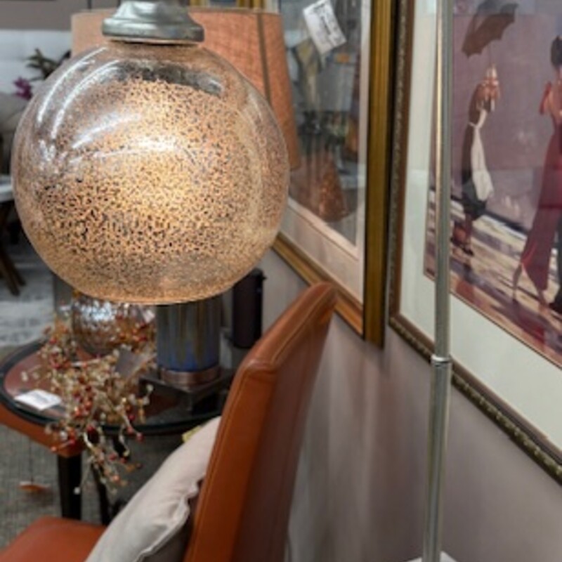 Gooseneck Faux Stone Lamp
SilverGold Mercury Glass Shade on Faux Gray Stone
Size: 15x33H