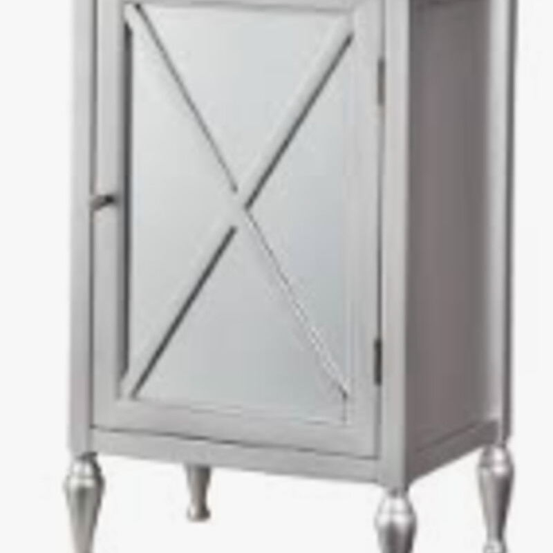 Target Mirrored Nightstands<br />
Silver Wood Mirrored Door<br />
Size: 19x14x31H<br />
Set of 2<br />
As Is- Surface Blemish