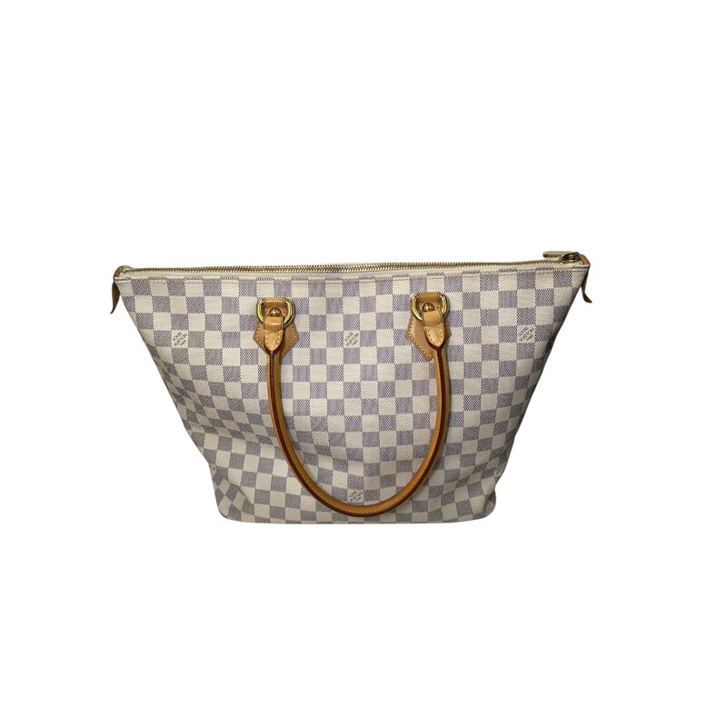 Louis Vutiton Saleya Damier Azur MM<br />
<br />
Date Code:FL1008<br />
<br />
Dimensions: 18 L x 12 H inches<br />
<br />
In very good condition. Some water marks on the handle and some minor canvas wear on the bottom.<br />
<br />
Does not come with the original dust bag or box.