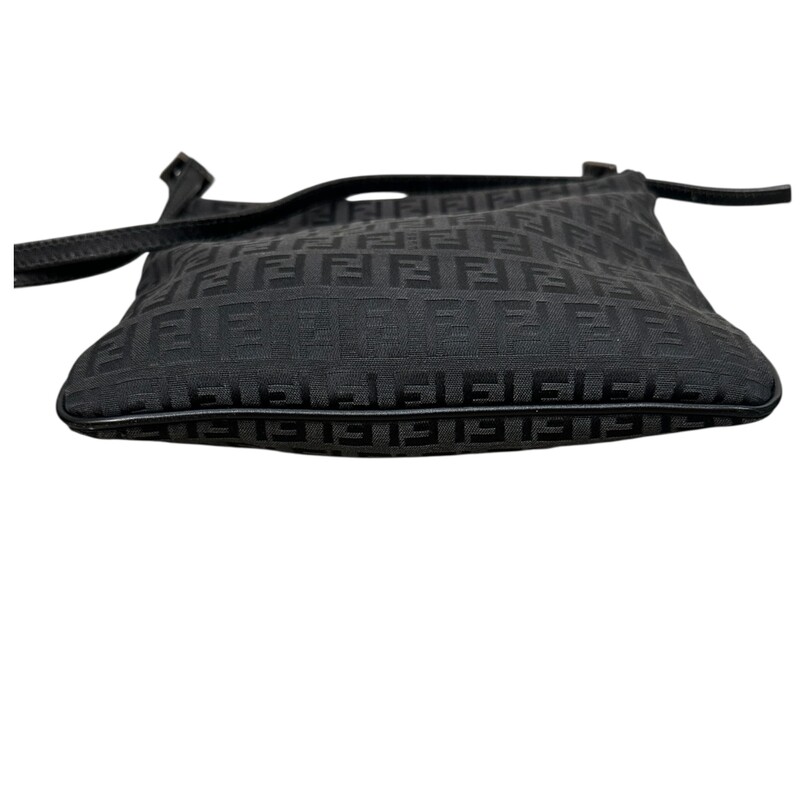 Fendi Zucchino Canvas Black Crossbody<br />
<br />
Dimensions: 8 L x 7.5 inches<br />
<br />
In good condition. Some tarnishing of the hardware and some interior marks.<br />
<br />
Does not come with the original dust bag or box.