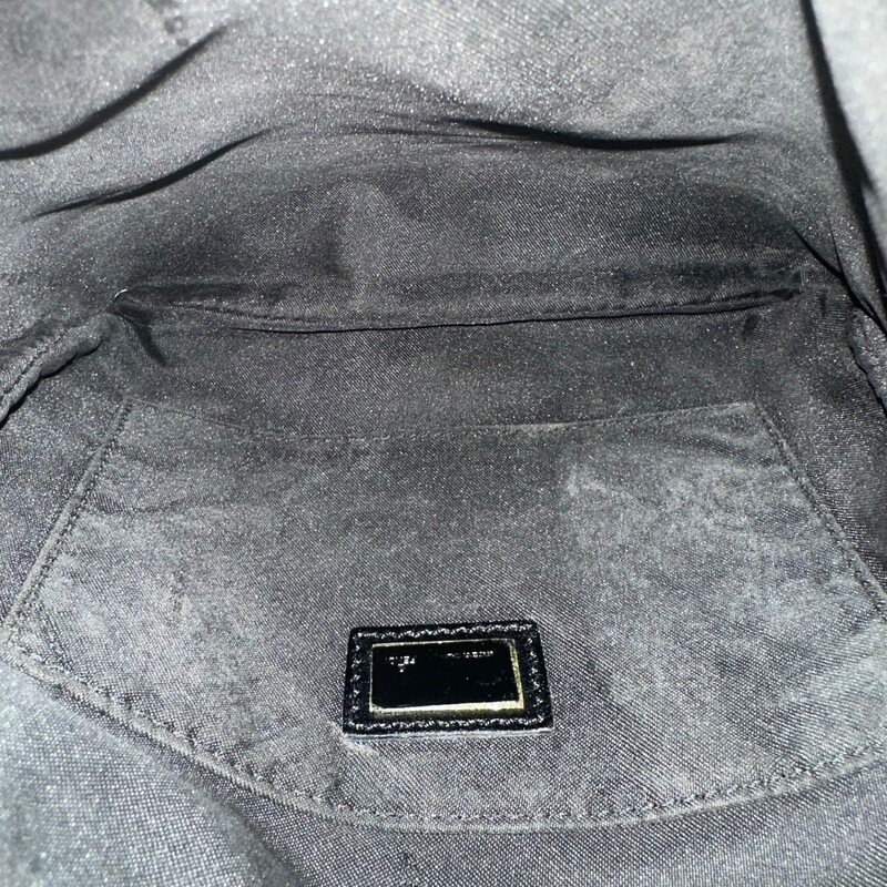 Fendi Zucchino Canvas Black Crossbody<br />
<br />
Dimensions: 8 L x 7.5 inches<br />
<br />
In good condition. Some tarnishing of the hardware and some interior marks.<br />
<br />
Does not come with the original dust bag or box.