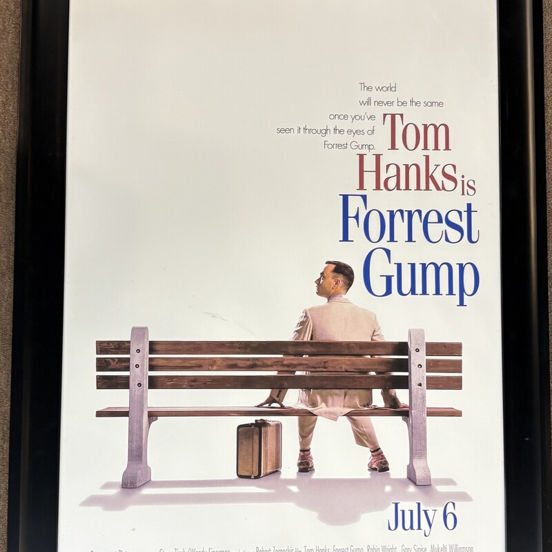 Forrest Gump Movie Poster
Brown Blue Lavender in Black Frame
Size: 29x40.5H