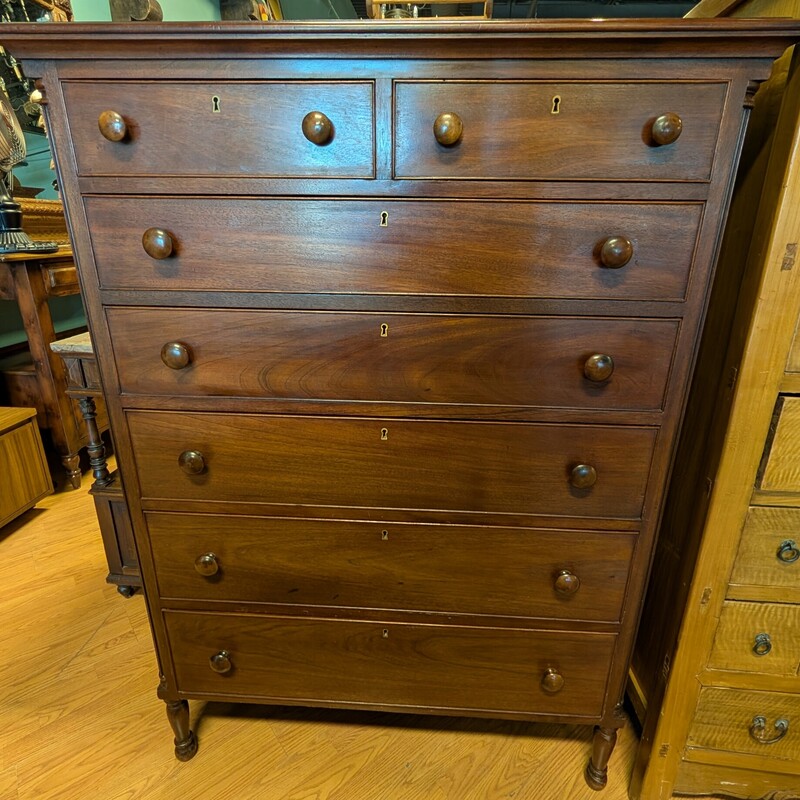 19th Cent Tall Boy Chest, Mahogany, 7 Drawers
41 x 20.5 x 56h