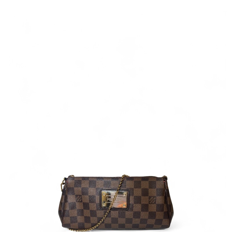 Louis Vuitton Eva Damier Ebene

Date Code: MB0136

Dimensions:
Base length: 10.25 in
Height: 5 in
Width: 2 in
Drop: 8.25 in

In good condition. Scratches to the hardware. Missing the long leather straps.

Does not come with the original dust bag or box.