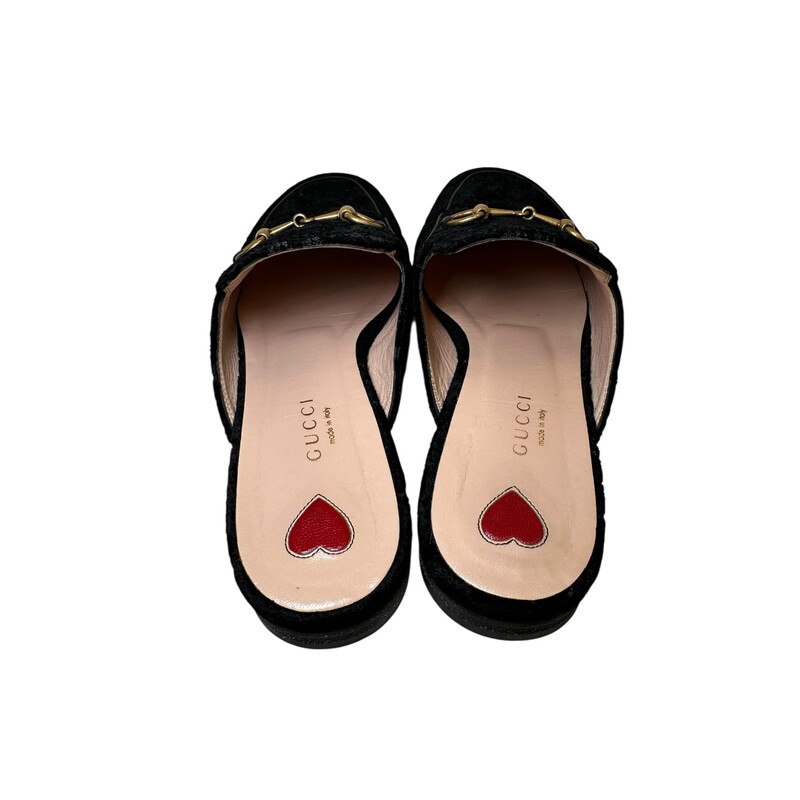 Gucci Princetown Suede Mules<br />
<br />
Size: 37<br />
<br />
Style Code: 475094 90B<br />
<br />
In very good condition. Some wear on the bottoms of the shoes.<br />
<br />
Comes with the original dust bag and box.