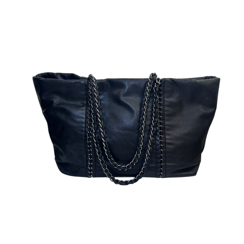 Chanel Luxe Line Leather Chain Tote<br />
<br />
Serial Code: Hologram worn off. Entrupy certificate provided.<br />
<br />
Dimensions:14 L x 9 H inches<br />
<br />
In very good condition.Some surface scratches on the leather and some corner wear.<br />
<br />
Does not come with the original dust bag or box.