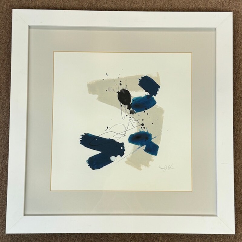 Abstract Framed Print
Blue Black Grey in White Frame
Size: 21x21