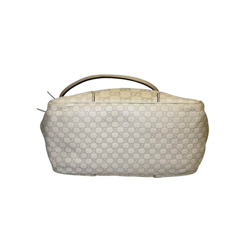 Gucci Bree Tote Small Cream Leather<br />
<br />
Style Code: 353119 520981<br />
<br />
Dimensions:<br />
Base length: 9.00 in<br />
Height: 9.00 in<br />
Width: 4.50 in<br />
Drop: 6.75 in<br />
<br />
In very good condition. Light wear to the corners and interior stain shown in photo.<br />
<br />
Does not come with the original dust bag or box.