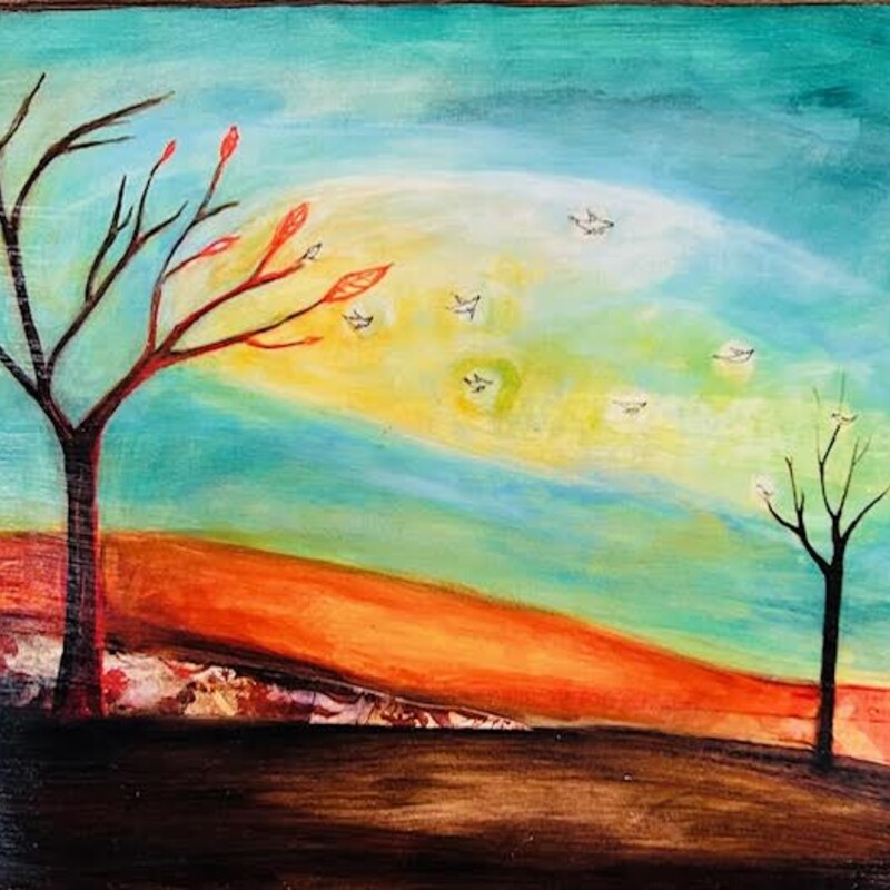 Cathy Nichols Mommy Tree Talking to Baby Tree
Blue
Size: 9 x 7.5 H