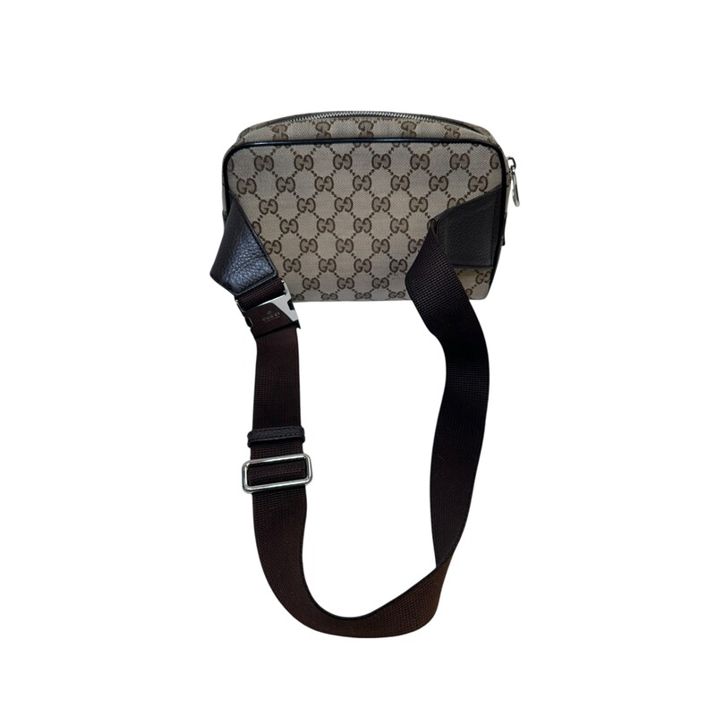 Gucci Monogram Belt Bag<br />
<br />
Code: 449174 486628<br />
<br />
Dimensions:<br />
Base length: 8.5 in<br />
Height: 5.5 in<br />
Width: 1.75 in<br />
Drop: 15 in<br />
<br />
In very good condition. Light scratching to the hardware. Light wear to the corner canvas.<br />
<br />
Does not come with the original dust bag or box.