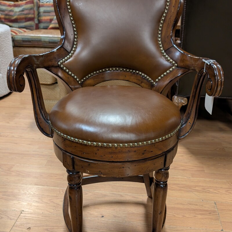 Artisitica Swivel Leather, Arms
22.5w x 24d x 42h
SH 25h