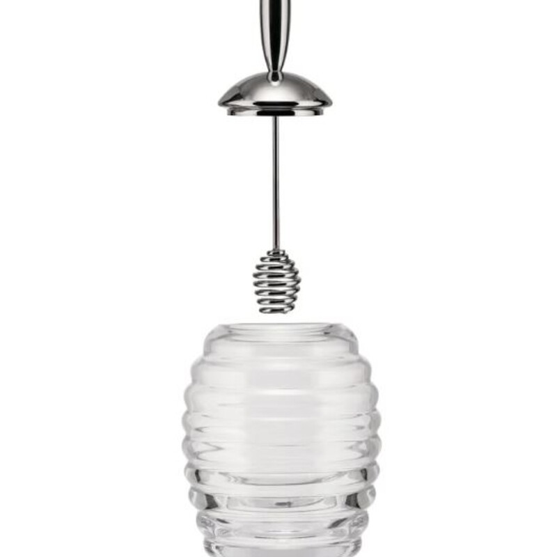 Alessi Honey Jar With Lid and Dipper
Silver Clear Size: 3.5 x 8H
Retails: $195
