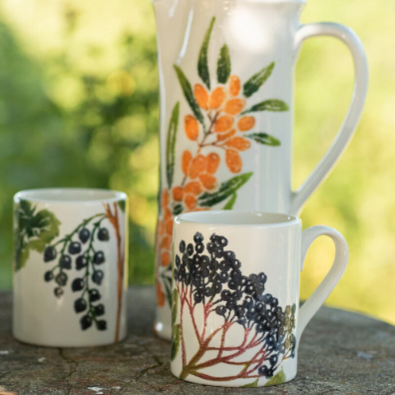 Vietri Foresta Hawthorn Pitcher<br />
Cream Green Orange<br />
Size:  7x5x10.5H<br />
NEW Retail $129+<br />
Coordinating Pieces Sold Separately