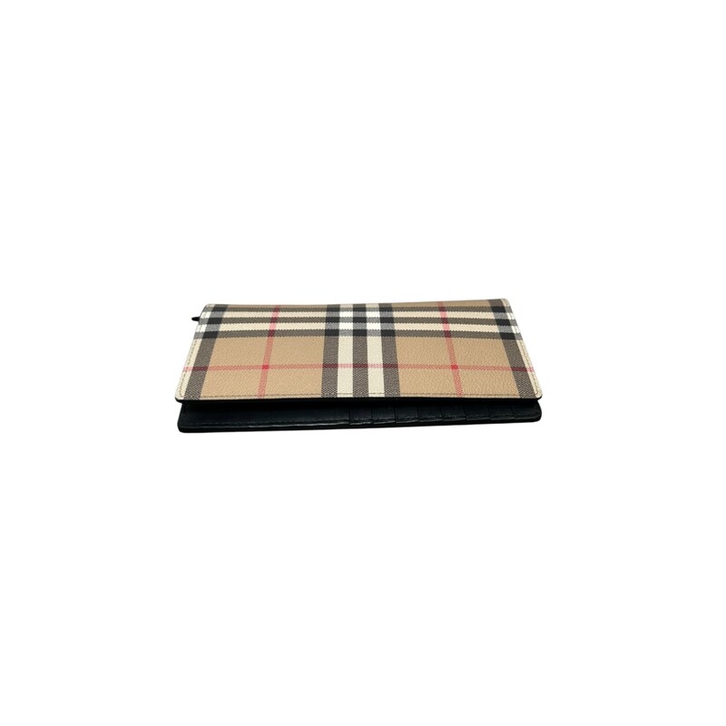 Burberry Archival Beige Check Wallet<br />
<br />
Dimensions:7 L x 4 H inches<br />
<br />
In very good condition. Some minor scratches on the leather.<br />
<br />
Does not come with the original dust bag an