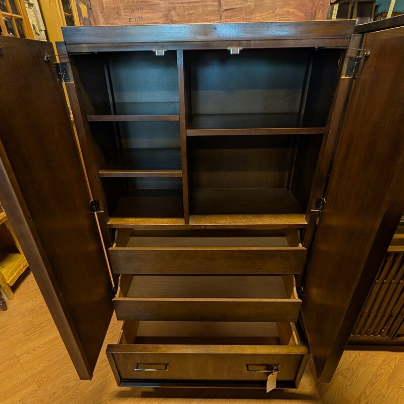MCM Entertainment Or Clothes 2 Door, 3 Drawers<br />
Dark Stain<br />
36w x 19d x 60h