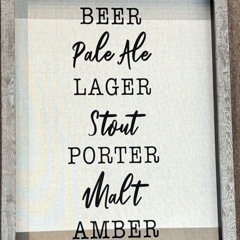 Beer Types Wood Frame