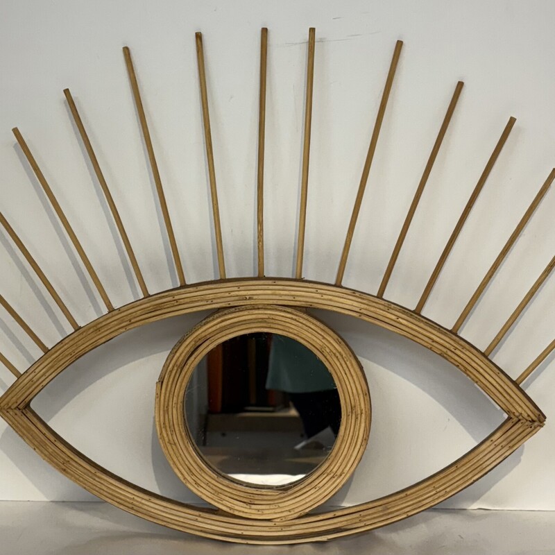 Wood Eye Mirror
Tan, Size: 19x15H