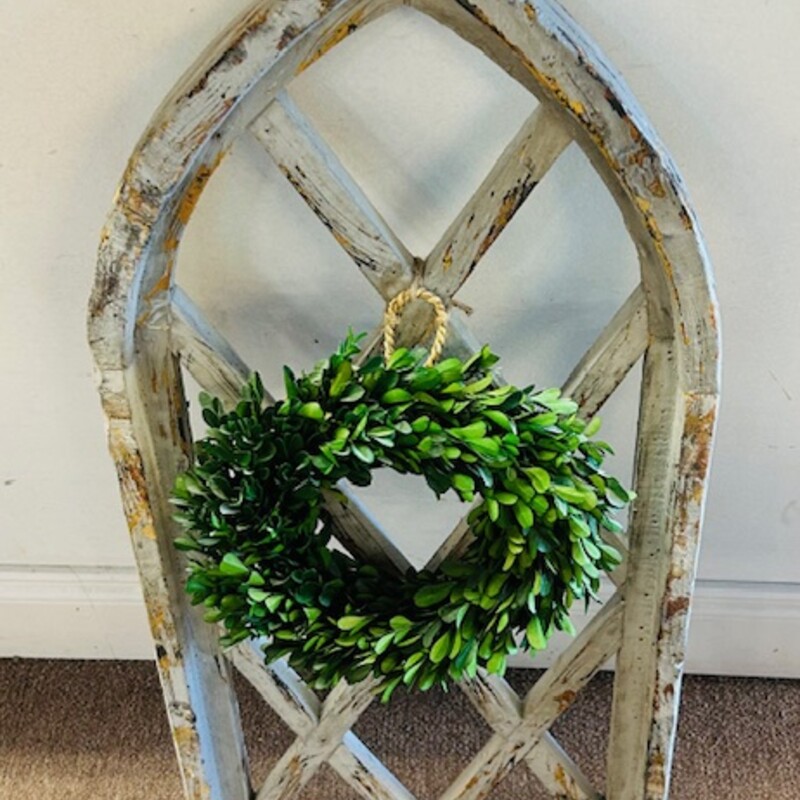 Wood Window W Wreath