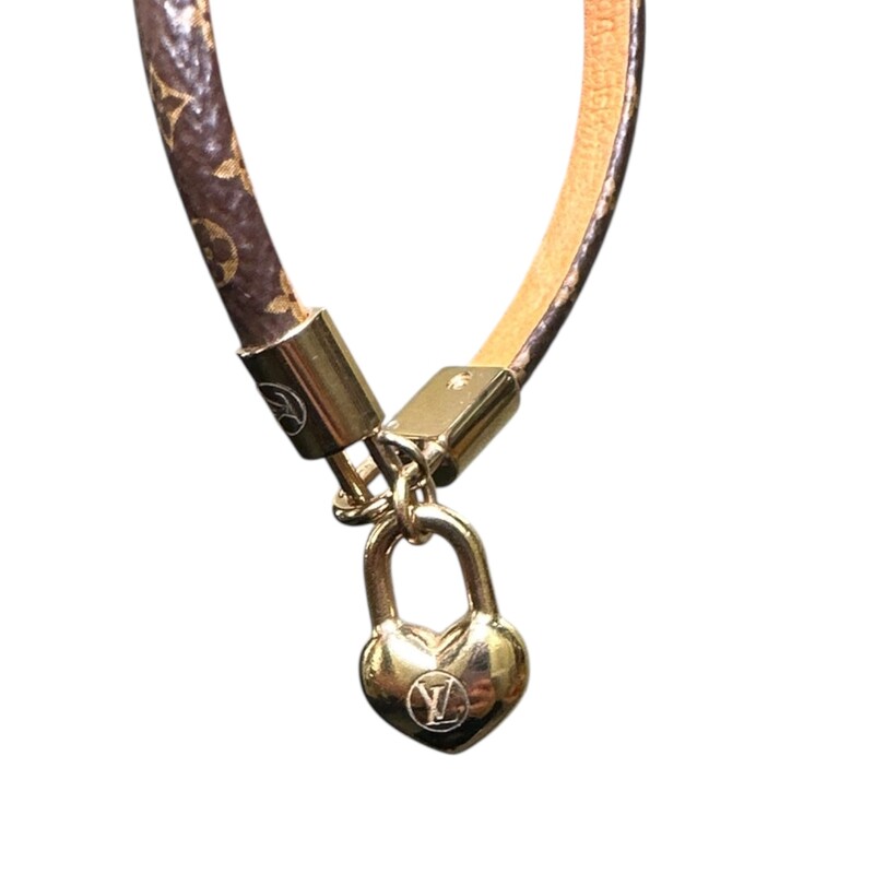 Louis Vuitton Crazy In Lock Monogram  Bracelet<br />
<br />
Style Code: BC0233<br />
<br />
Dimensions: 6.7 inches (Length)<br />
<br />
In very good condition. Some light scratching on the hardware.<br />
<br />
Comes with the original dust bag and box.