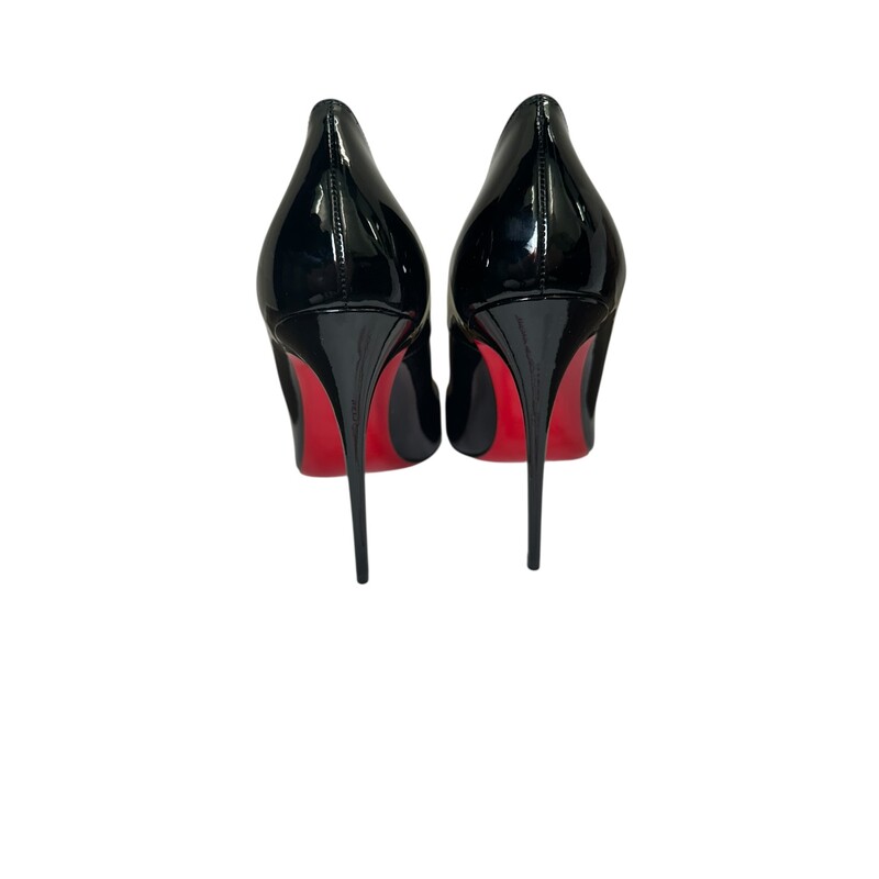 Louboutin So Kate 120 Black Patent<br />
<br />
Size: 39.5<br />
<br />
In excellent condition. Light wear to the bottom of the soles.<br />
<br />
Comes with the original dust bag or box.