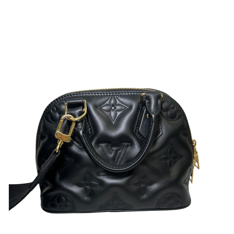 Louis Vuitton Bubblegram Calfskin Alma BB with Strap<br />
<br />
Date Code:Microchip<br />
<br />
Dimensions: 9L x 6.75 H inches<br />
<br />
In excellent condition. Minor scratching on hardware.<br />
<br />
Does not come with the original dust bag and and box.