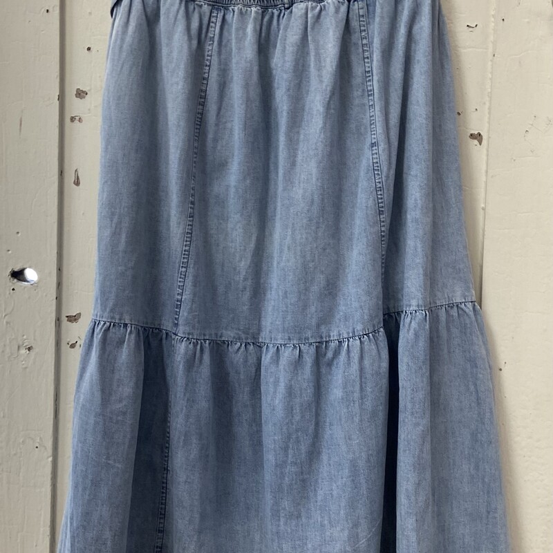 Chamb Tier Ruf Tie Skirt<br />
Chambray<br />
Size: L R $148