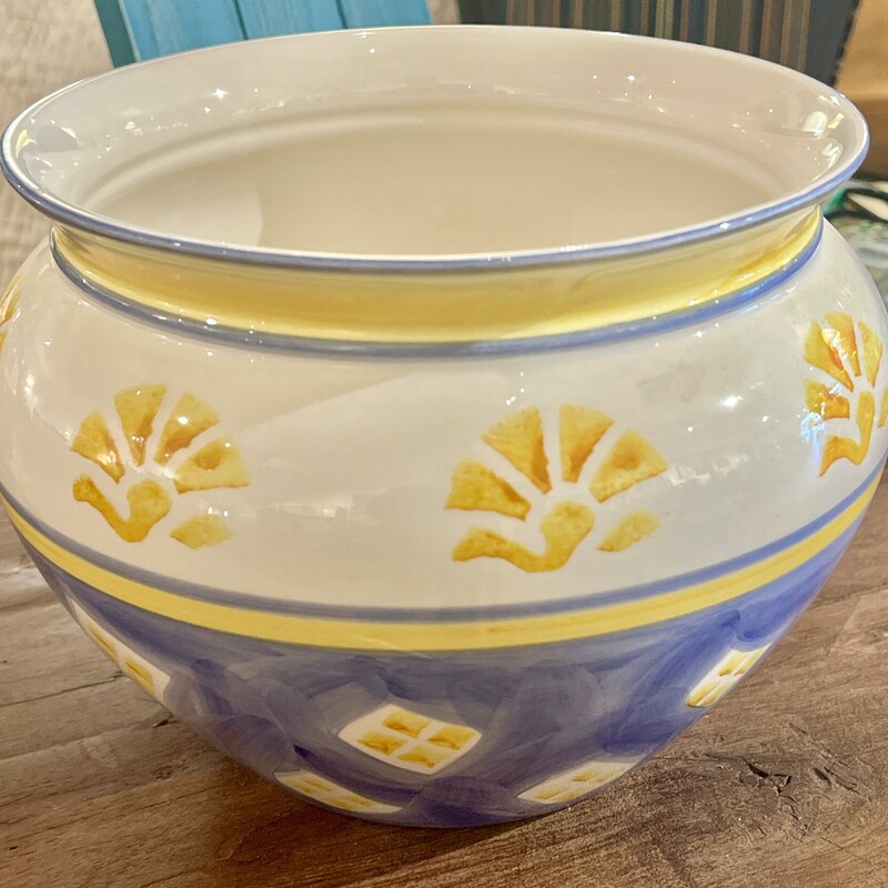 Bowl Pottery Portugal, Blu/Yllw, Size: 9x6