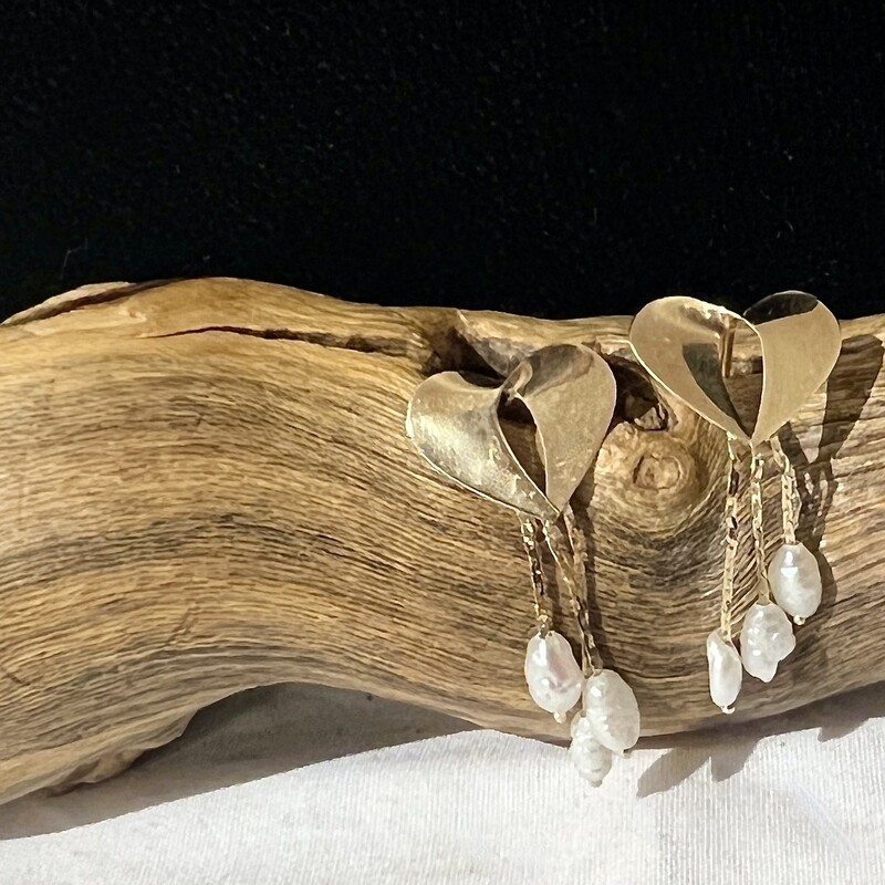14k heart with pearl dangles