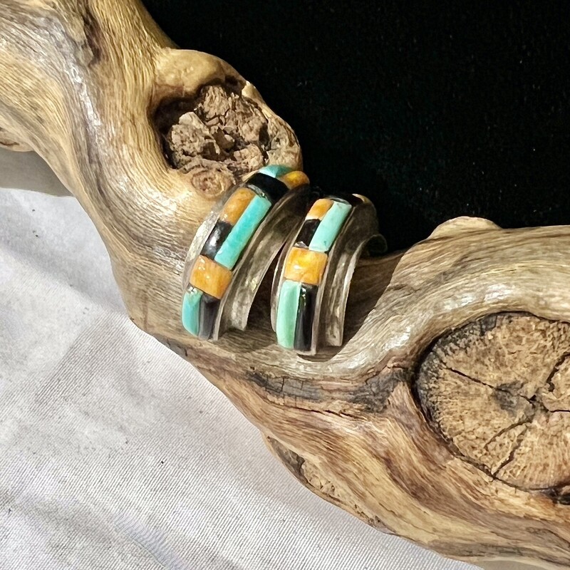 Half hoop inlay earrings