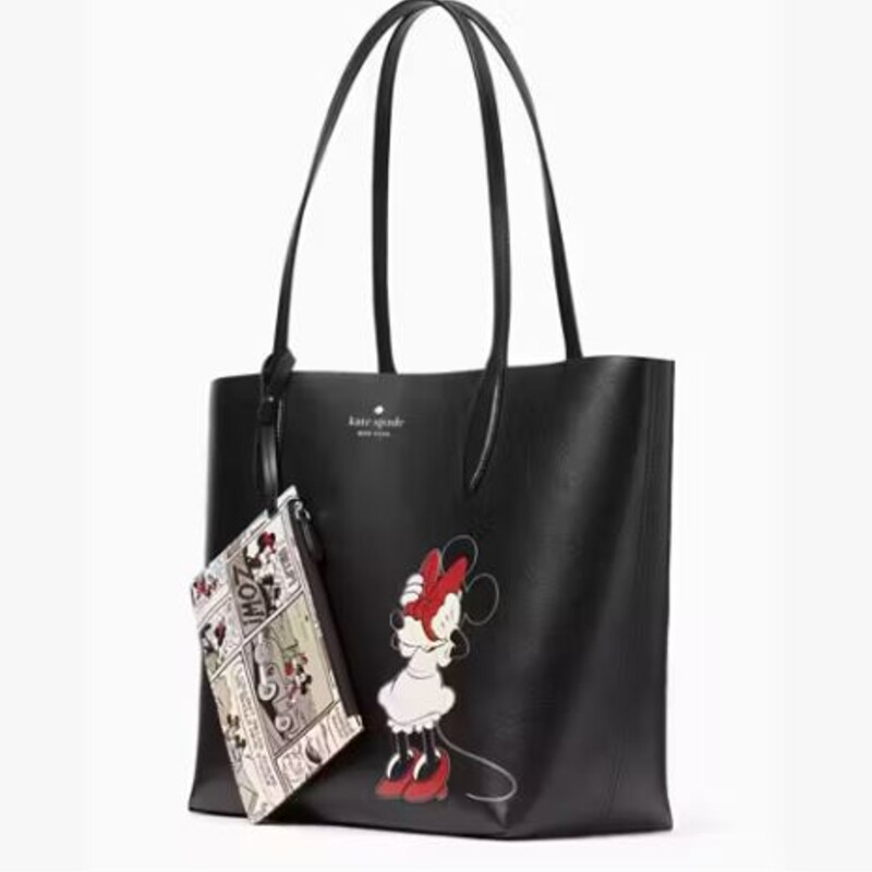 Kate Spade Minnie Mouse Tote Bag with Detachable Wristlet<br />
Black White Red Size: 17.5 x 13H