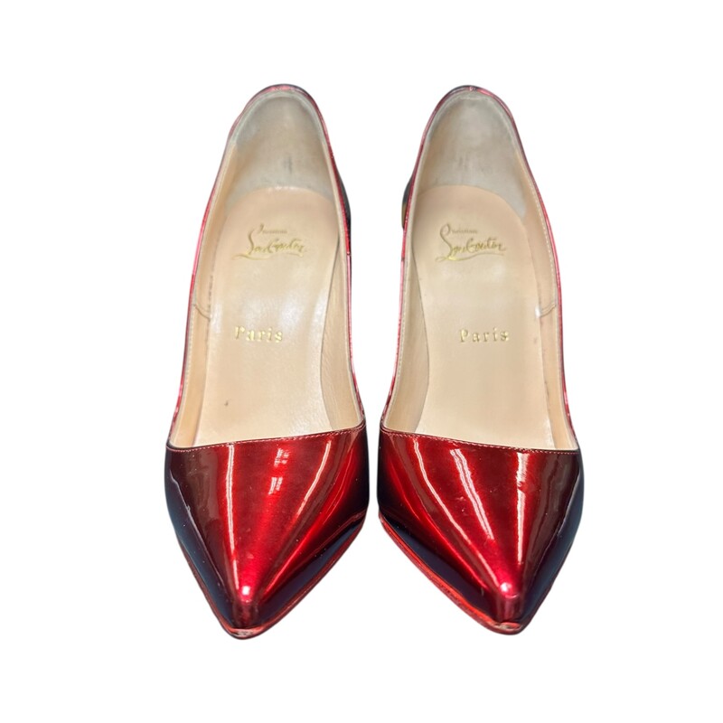 Louboutin So Kate 120 Metallic Red Patent<br />
<br />
Size 37<br />
<br />
In very good condition. Light wear throughout the shoes. Light tear to the back of the heels. Soles have been redone by a professional cobbler.<br />
<br />
Does not come with the original dust bag or box.