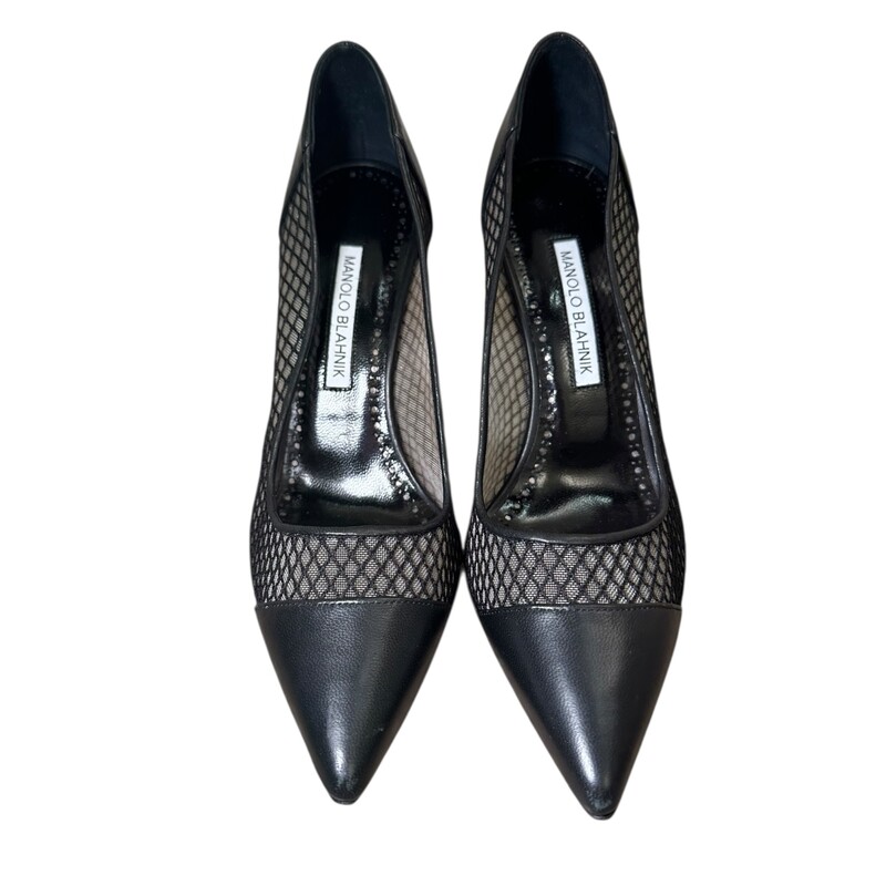 Manolo Blahnik Capcourme Black Leather Heels<br />
<br />
Size 37<br />
<br />
In very good condition. Light wear to the soles.<br />
<br />
Does not come with the original dust bag or box.