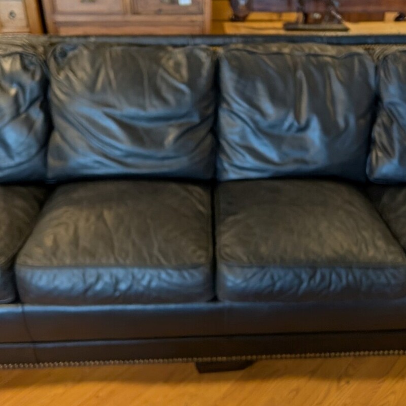 Standford 4 Cushion Leather Sofa, Black, Down
108 x 42 x 37h
