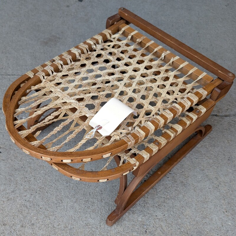 Wood & Rawhide Snowshoe Folding Chair
As Is
16 x 20 x 28h
seat height 9.5