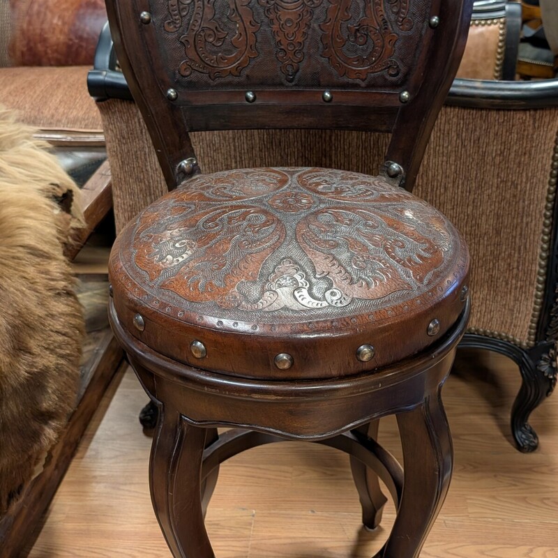 Tooled Leather Barstool