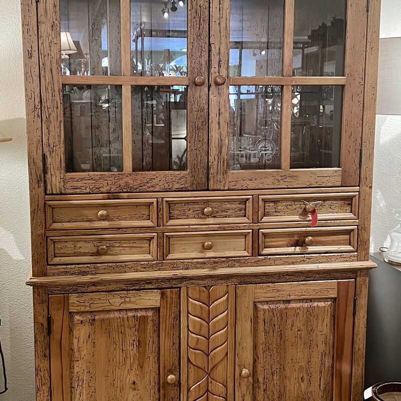 Hutch Carved Wormwood, Wood, Size: 50x17x79