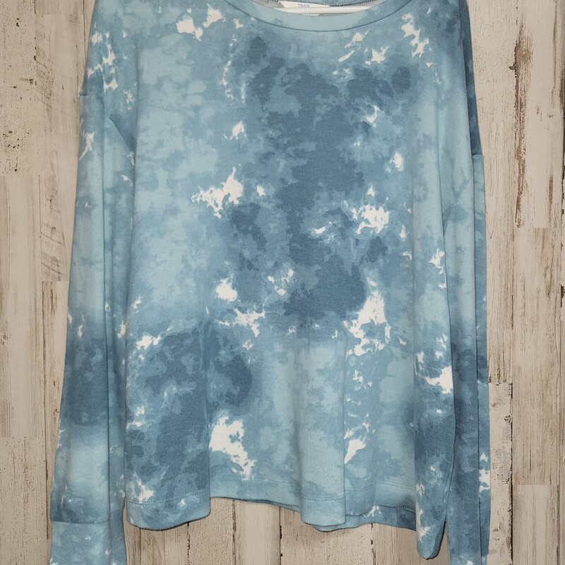 L Blue Splattered Pullove