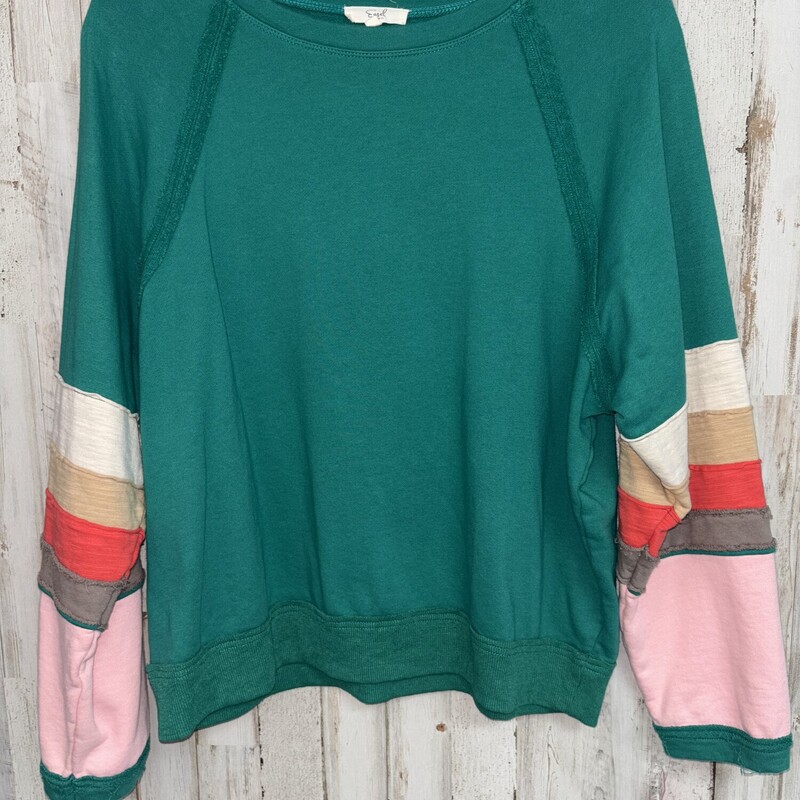 S Green Stripe Sleeve Swe