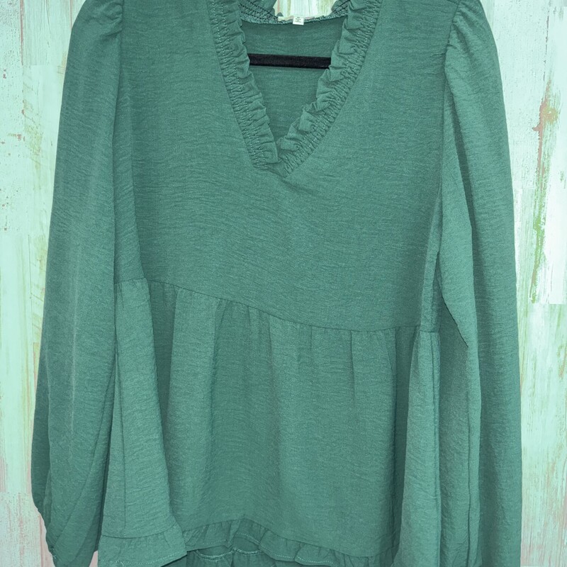 M Green Ruffle Top