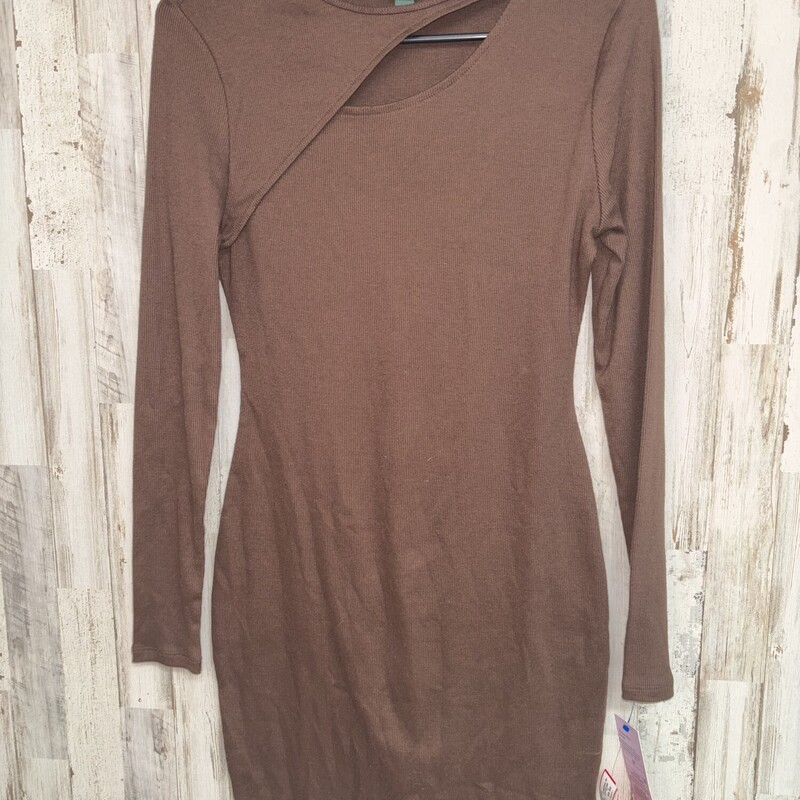 NEW M Brown Ribbed Dress