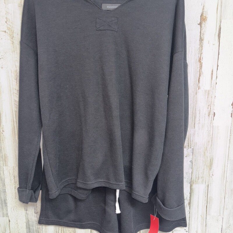 L Black Knit Short Set
