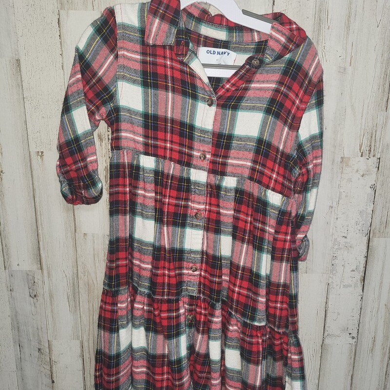 5t Red Plaid Tier Dress