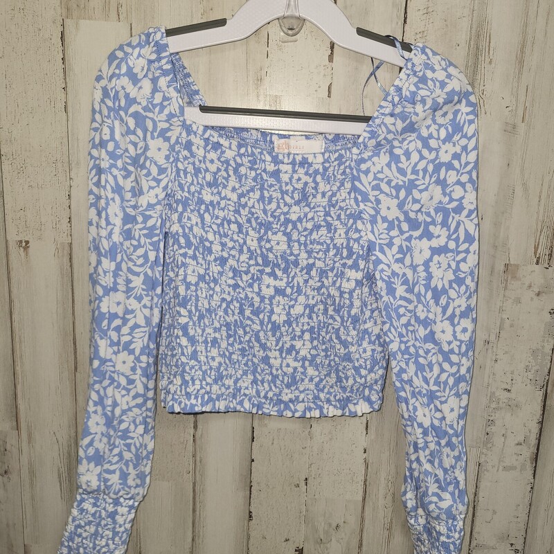 6 Blue Floral Smocked Top