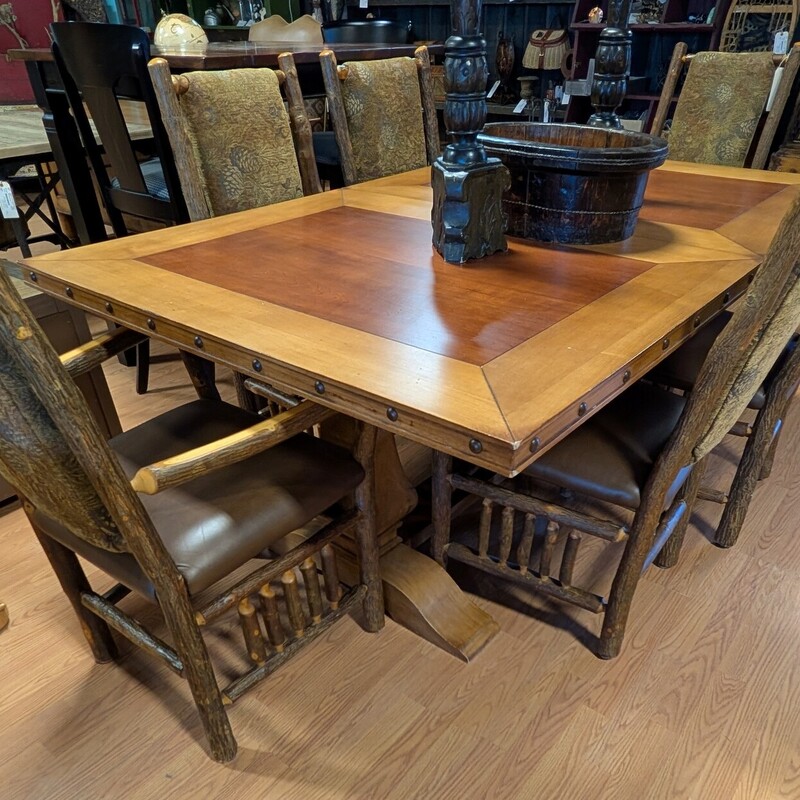 Old Hickory Dining, Set Of 6, 2 W/Arms<br />
Captain 24 x 23 x 42h<br />
Side 20 x 21 x 42h