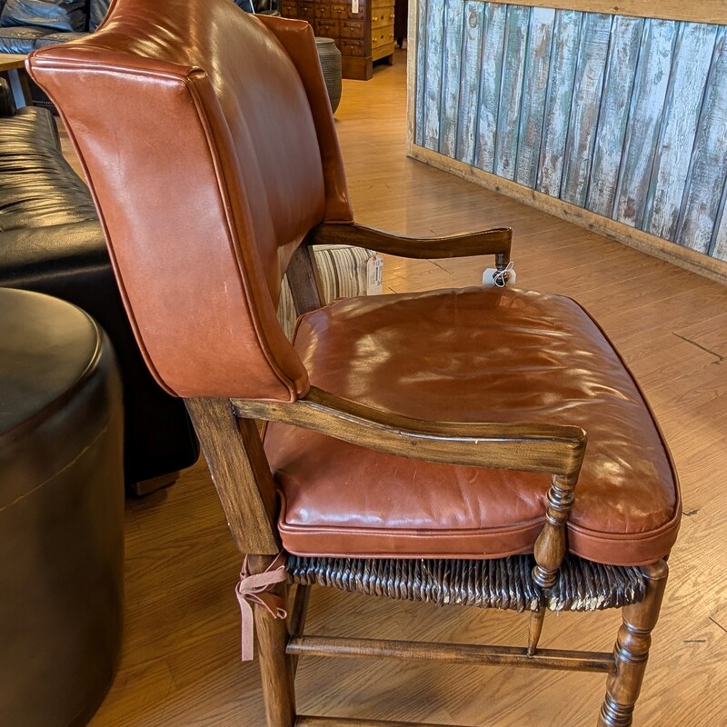 Wing Back Rush Seat Arm, Unique, Leather
25 x 24 x 40h